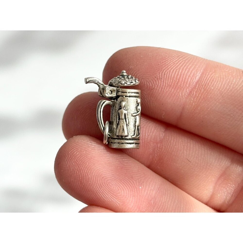 German Stein Mug Craft Beer Lidded Teeny Tiny Figural Vintage Pendant | Charm - Picture 11 of 11